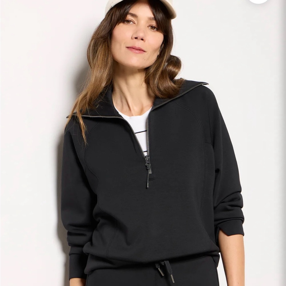 Women's Spanx Black Half-Zip Top